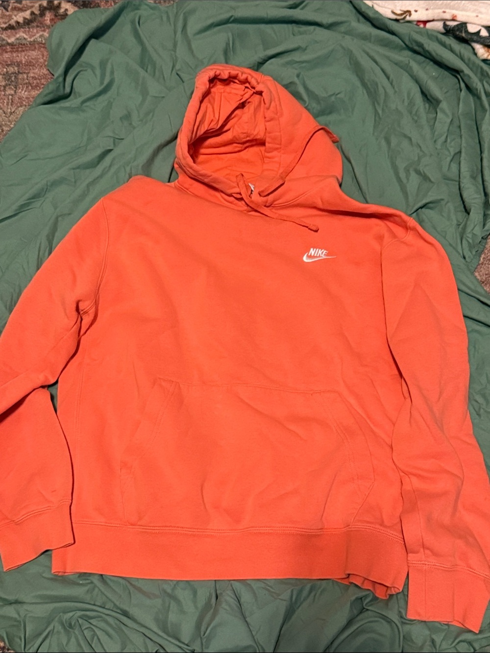 Nike women’s Coral-Orange Crewneck Hoodie with Small Logo